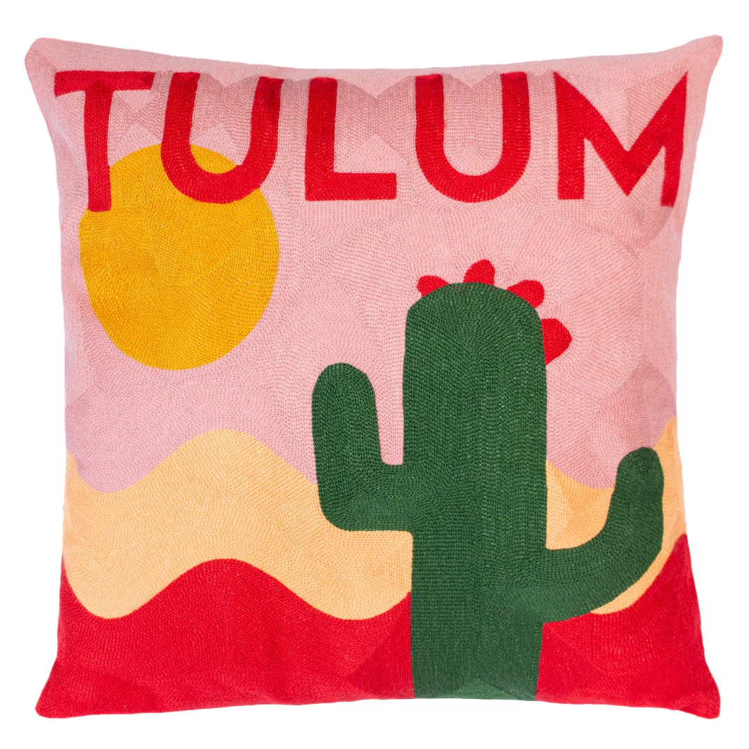 The Pillow Drop Tulum Needlepoint Cushion