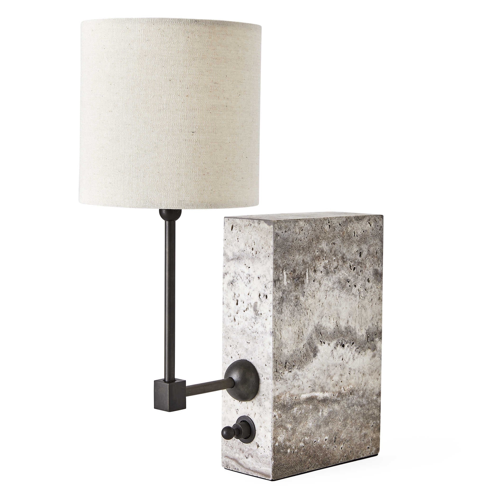 Uttermost Black Label On a Shelf Mini Lamp – Travertine and Bronze