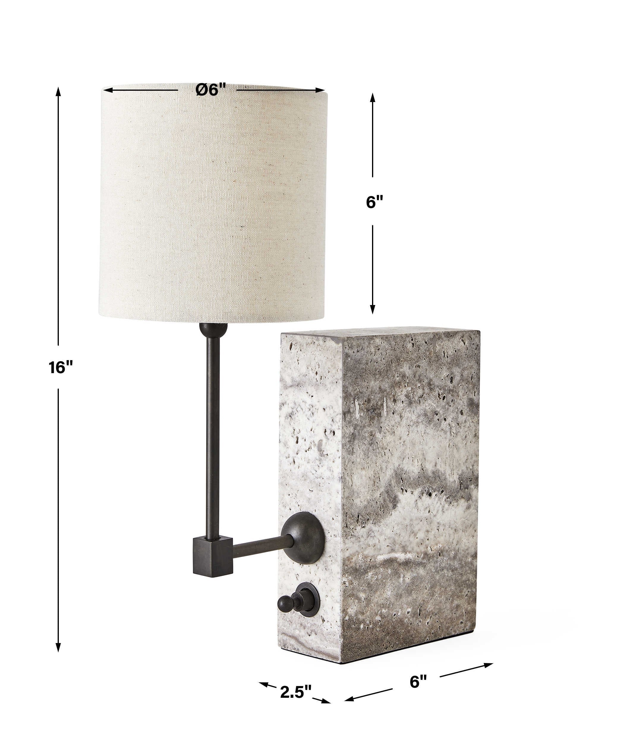 Uttermost Black Label On a Shelf Mini Lamp – Travertine and Bronze - Image 6