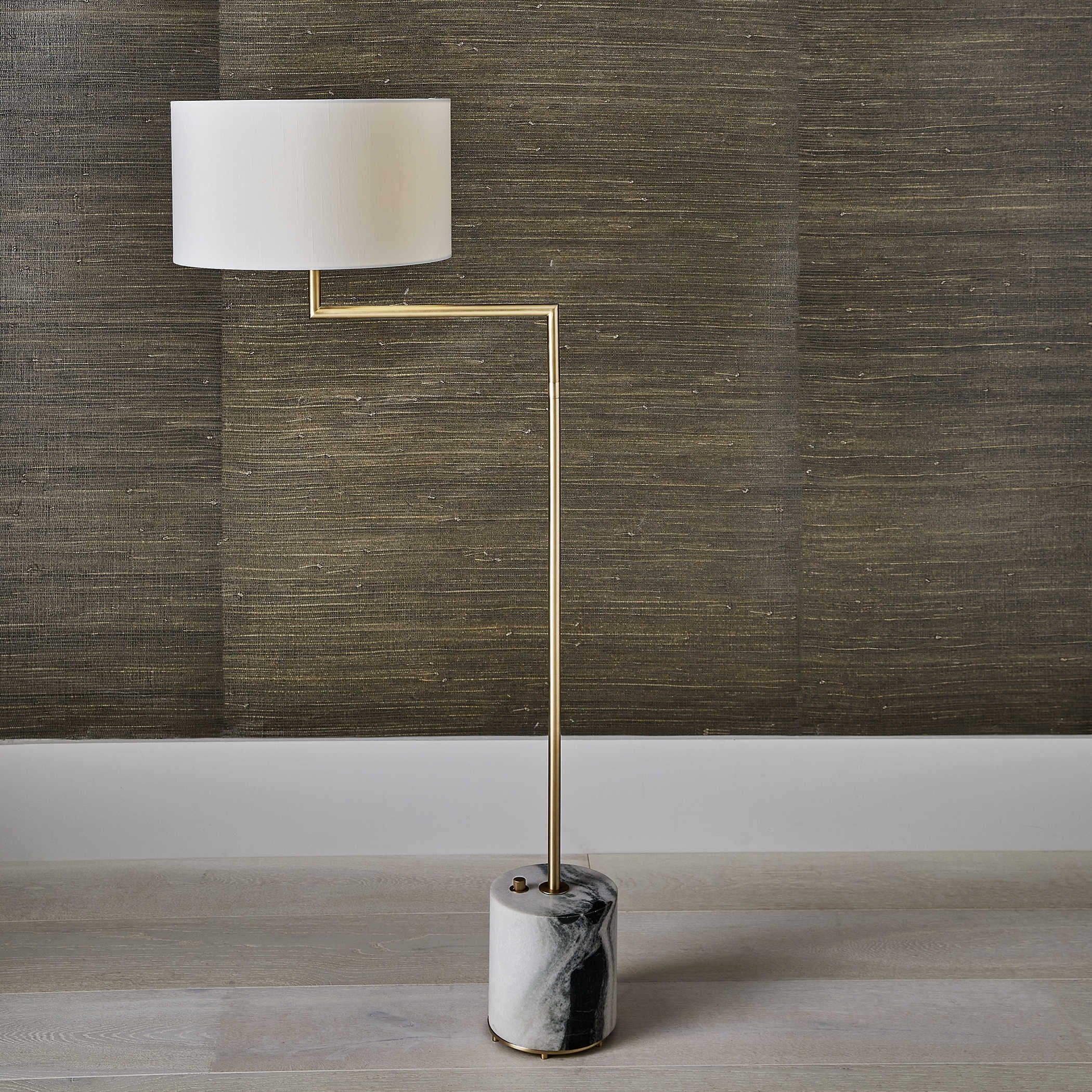 Uttermost Black Label Pivot Floor Lamp – Panda Marble and Brass - Image 5