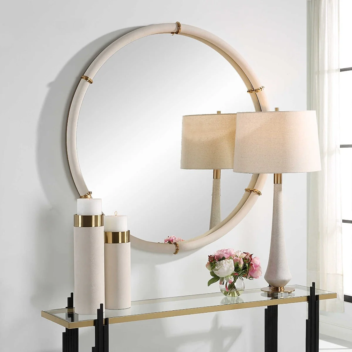 Uttermost Cyprus White Round Mirror - Image 3