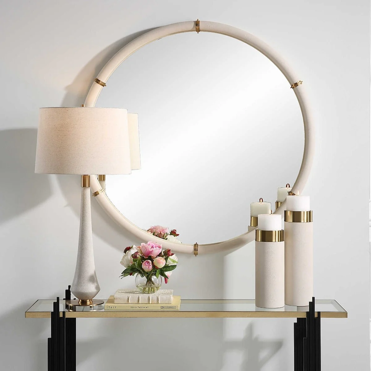 Uttermost Cyprus White Round Mirror - Image 4