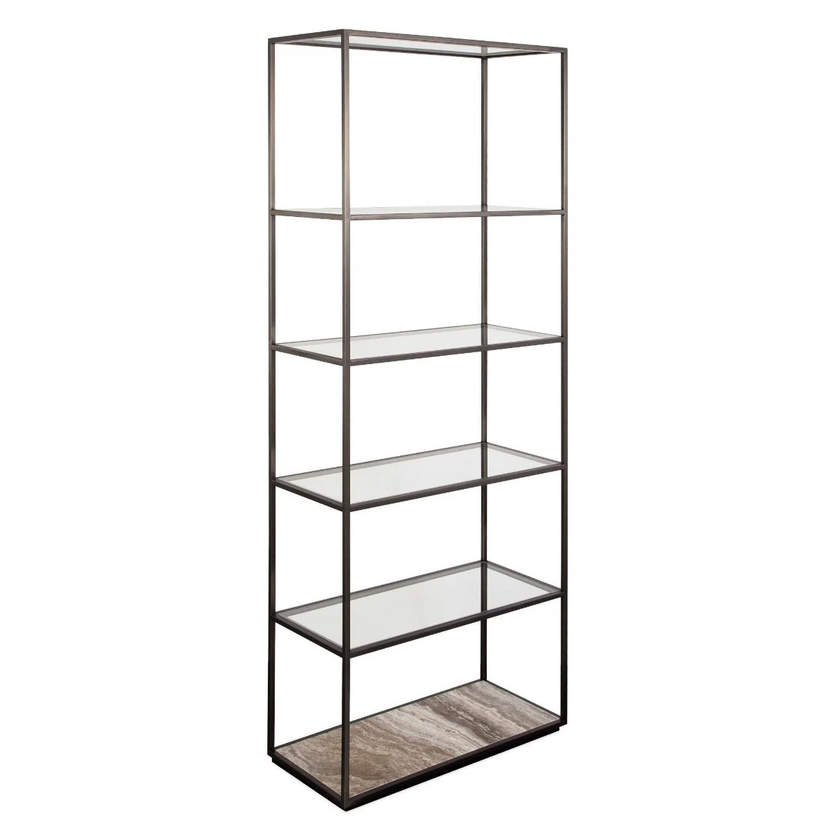 Uttermost Floating Plane Etagere – Travertine & Bronze - Image 2