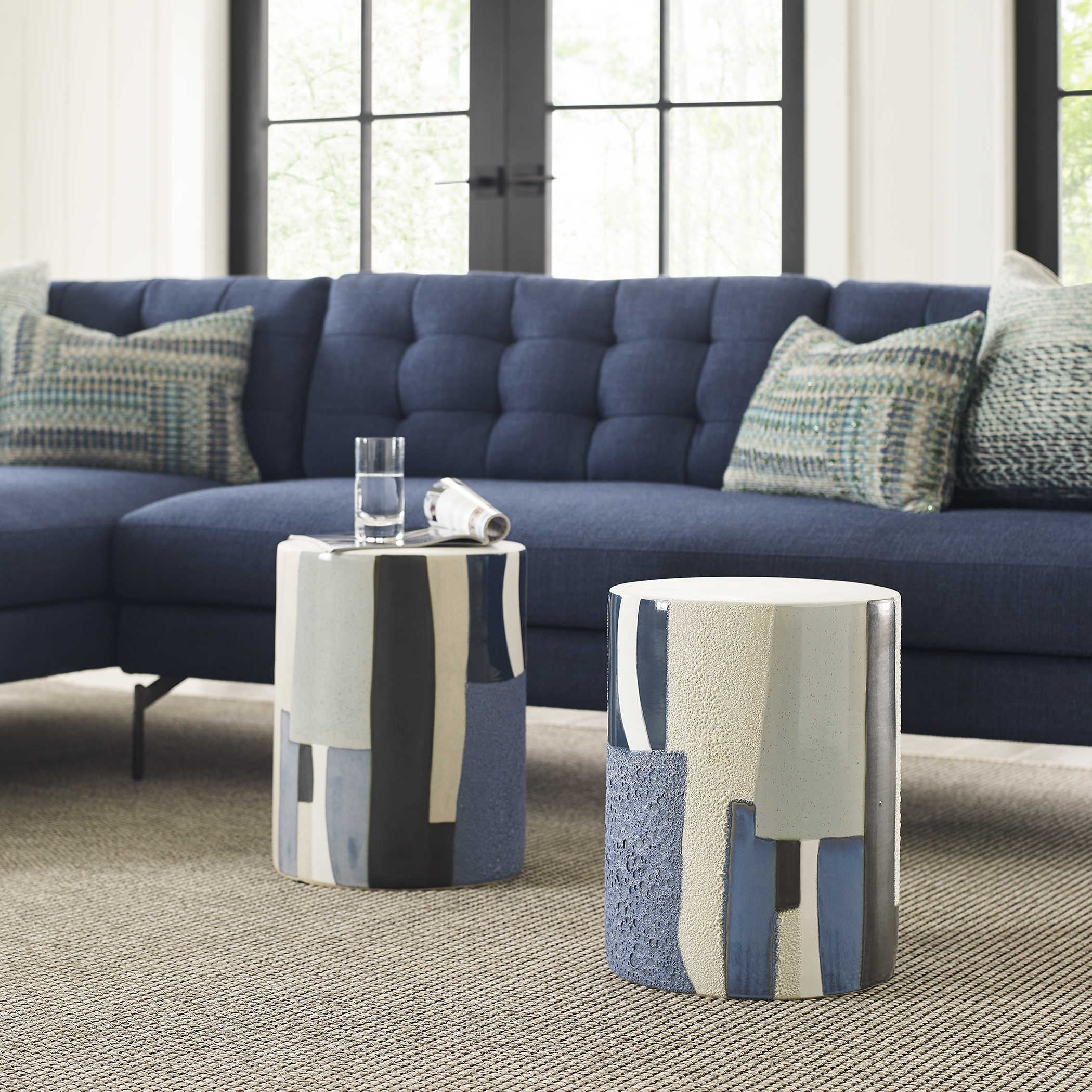 Uttermost Graph Stool/Side Table – Blue - Image 4