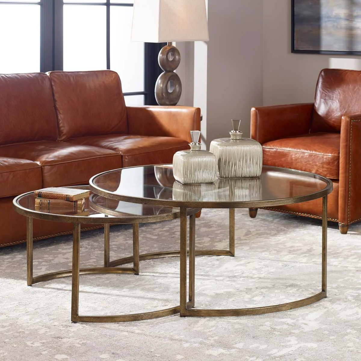 Uttermost Rhea Nested Coffee Tables – Antiqued Gold Leaf - Image 2