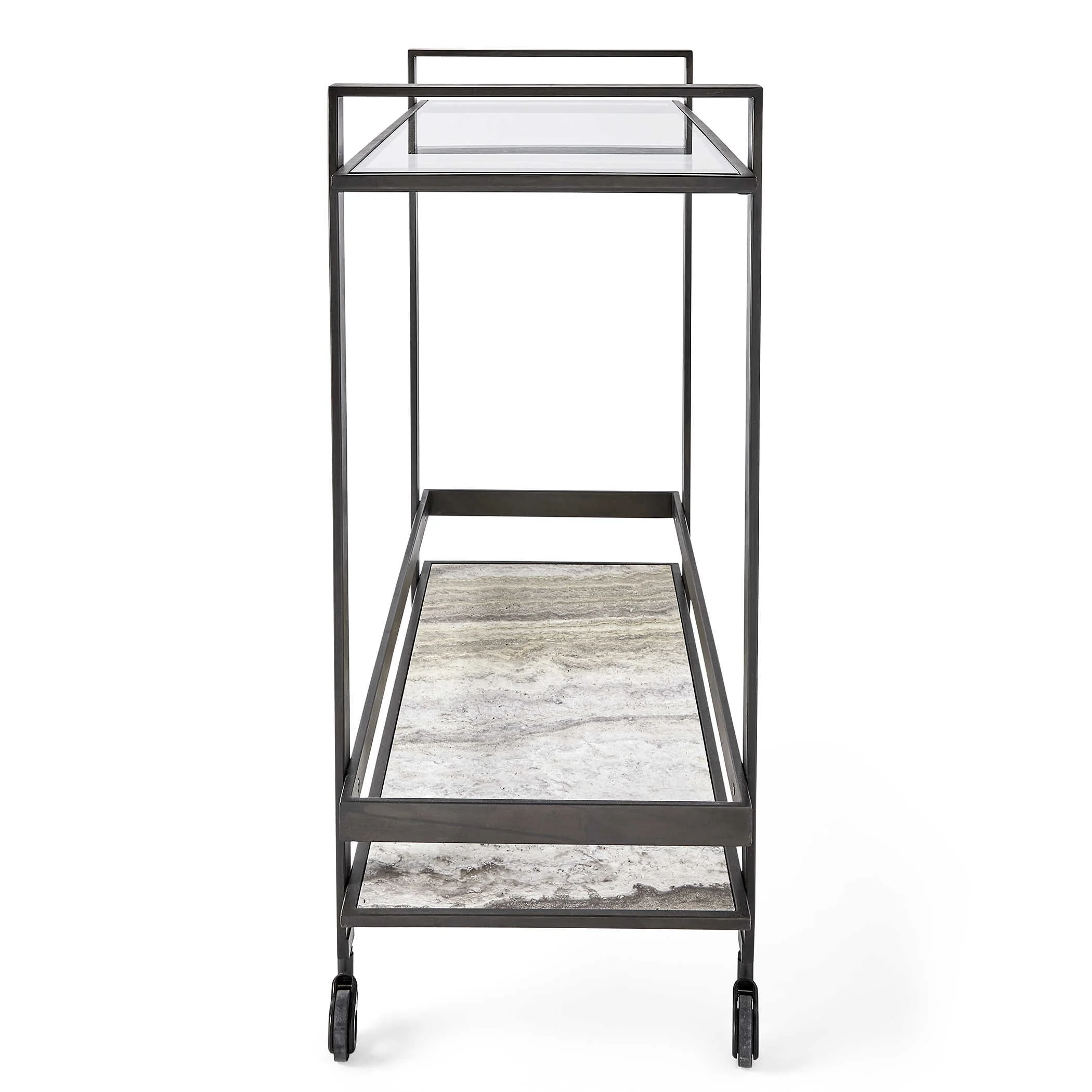 Uttermost Roll Along Bar Cart – Bronze & Travertine - Image 3