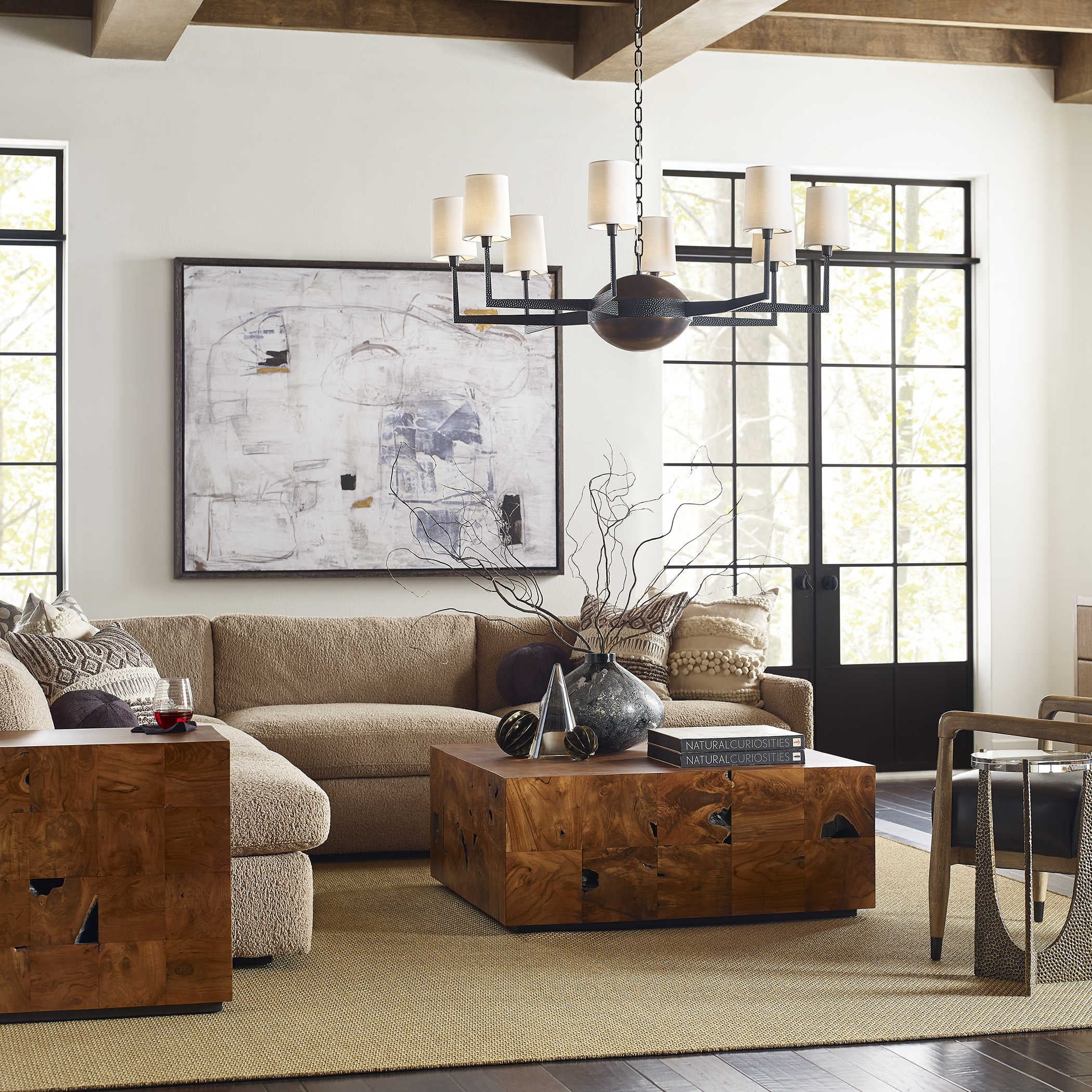 Uttermost Teak Tac Toe Coffee Table – Caramel - Image 4