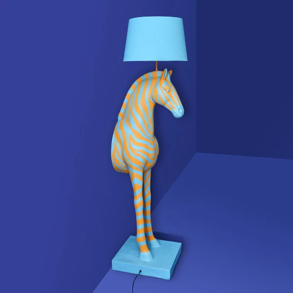 Zebra Floor Lamp – Blue & Orange