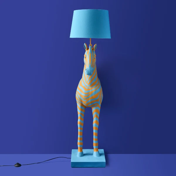 Zebra Floor Lamp – Blue & Orange - Image 2