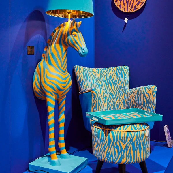 Zebra Floor Lamp – Blue & Orange - Image 3
