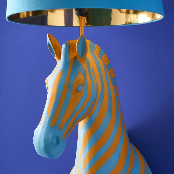 Zebra Floor Lamp – Blue & Orange - Image 4