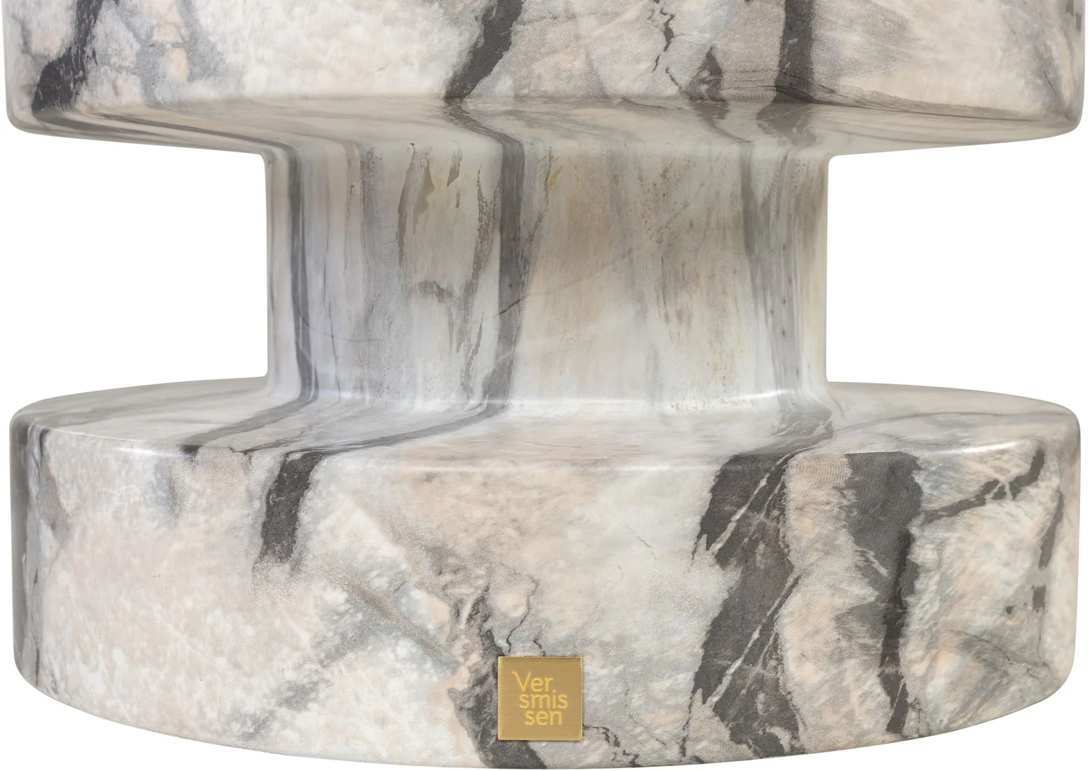 Zola Asymmetrical Stool – White and Grey Marble Effect - Image 4
